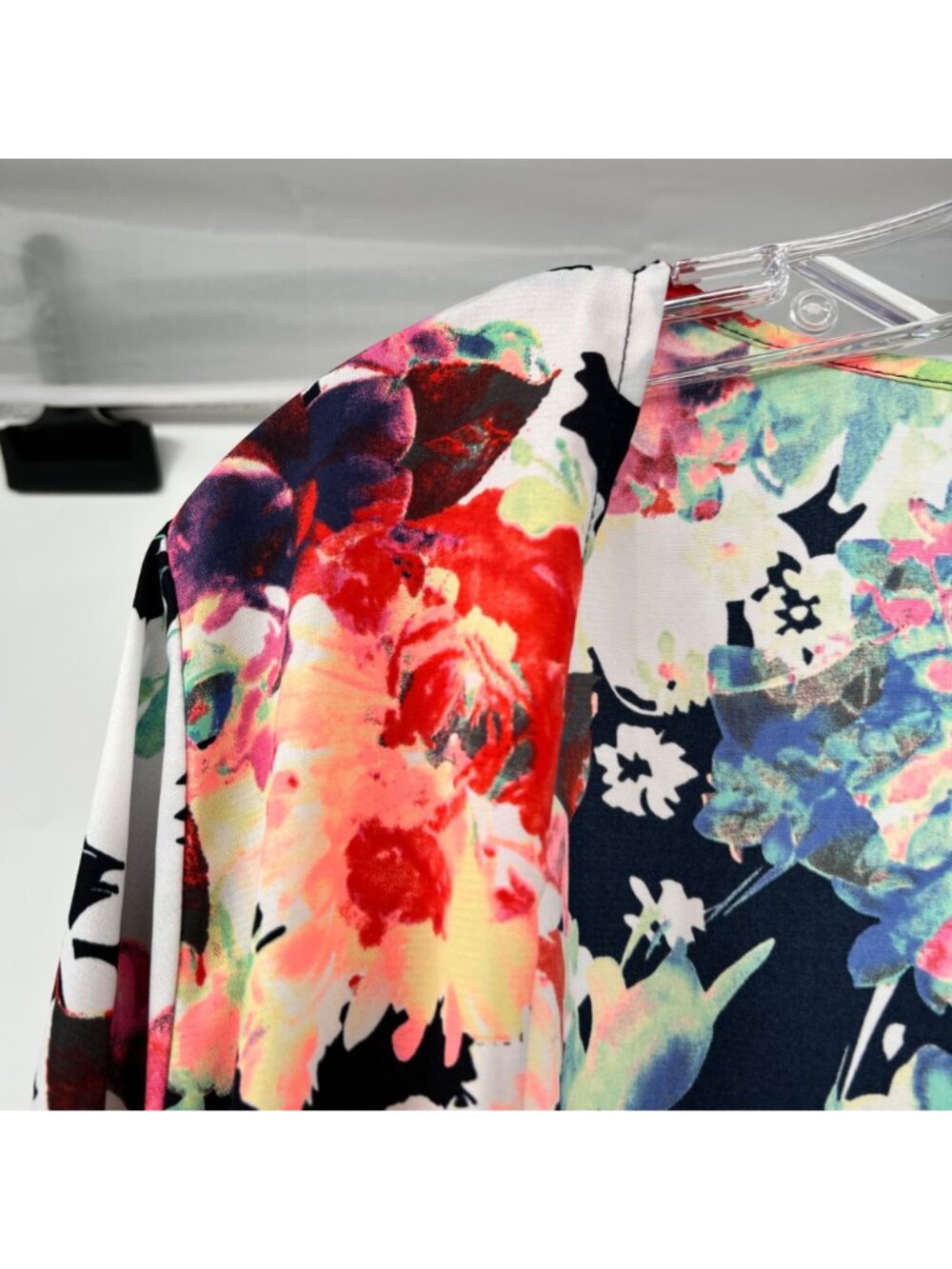 Wanna B Womens Floral Open Front Top 3/4 Sleeve Lightweight Size XL - Picture 5 of 9